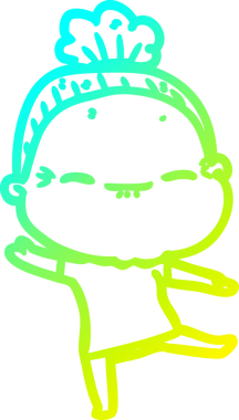 Bir insan tarafından çizilmiş barışçıl, yaşlı bir kadının soğuk çizgi çizimi.