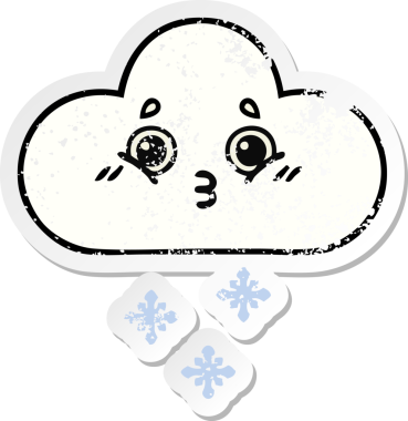 Bir insan tarafından çizilmiş tatlı bir karikatür kar bulutunun sıkıntılı çıkartması