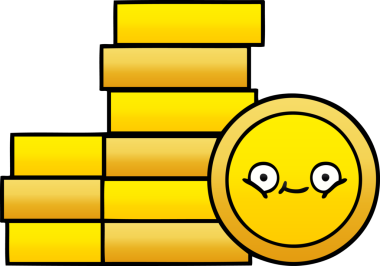 Bir insan tarafından çizilmiş bozuk paranın gölgelenmiş karikatürü