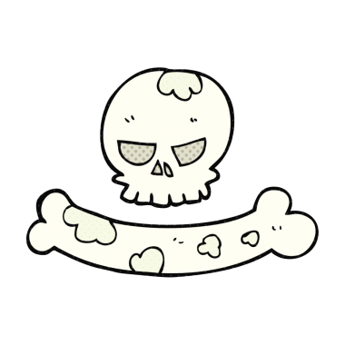 Bir insan tarafından çizilmiş serbest çizim kafatası ve kemik sembolü