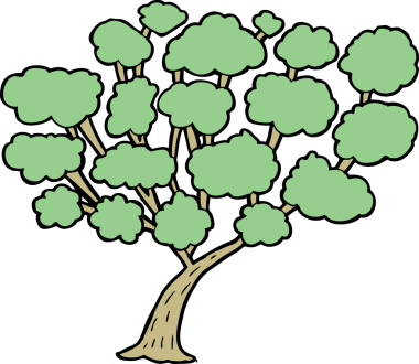 Bir insan tarafından çizilmiş çizgi film ağacı.