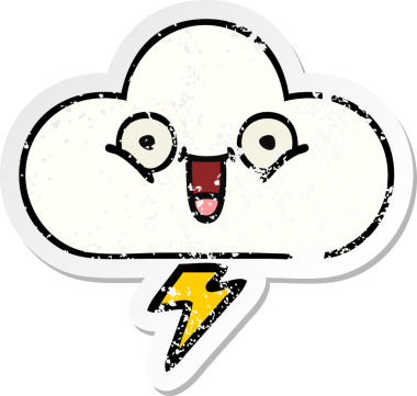 Bir insan tarafından çizilmiş tatlı bir gökgürültüsü bulutunun sıkıntılı çıkartması.