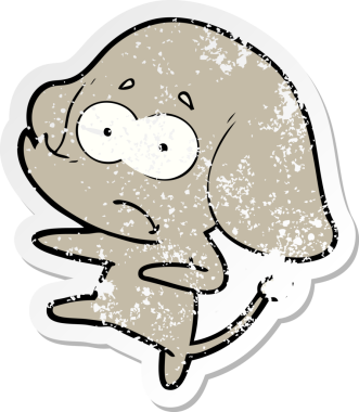 Bir insan tarafından çizilmiş belirsiz bir filin sıkıntılı çıkartması.