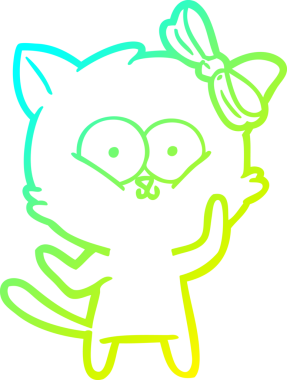 Bir insan tarafından çizilen çizgi film kedisinin soğuk gradyan çizgisi.