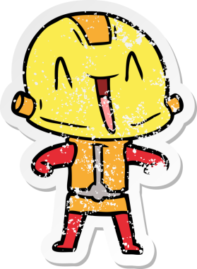 Bir insan tarafından çizilmiş karikatür robotunun sıkıntılı çıkartması.