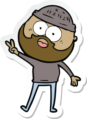 Bir insan tarafından çizilmiş sakallı bir adamın çıkartması.