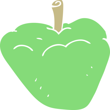 Bir insan tarafından çizilmiş organik elmanın düz renk çizimi