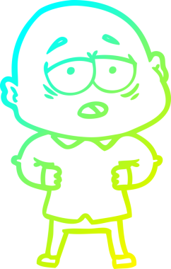 Bir insan tarafından çizilmiş, yorgun, kel bir adamın çizdiği soğuk çizgi.