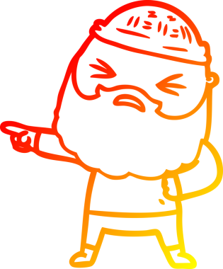 Bir insan tarafından çizilmiş sakallı bir çizgi film karakteri.