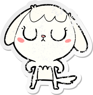 Bir insan tarafından çizilmiş şirin bir köpeğin sıkıntılı çıkartması.