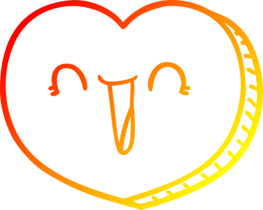 Bir insan tarafından çizilmiş bir aşk kalbinin sıcak çizgi çizimi.