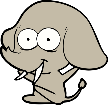 Bir insan tarafından çizilmiş mutlu bir fil.