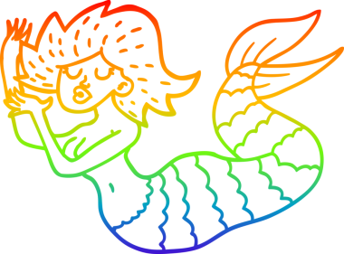 gökkuşağı gradyan çizgi çizimi bir insan tarafından çizilmiş bir karikatür kadın denizkızı