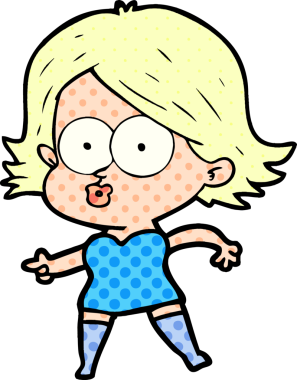 Çizgi film kızı somurtuyor bir insan tarafından