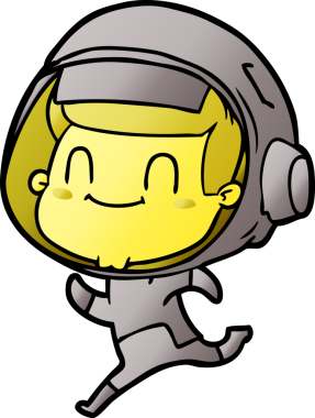 Bir insan tarafından çizilmiş mutlu astronot.
