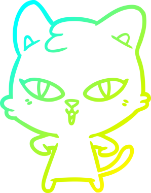 Bir insan tarafından çizilen çizgi film kedisinin soğuk gradyan çizgisi.