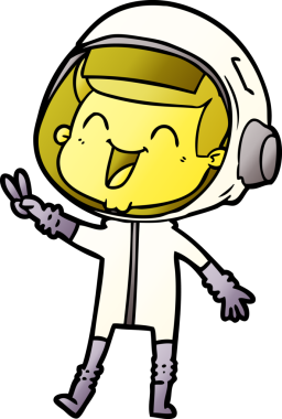 Bir insan tarafından çizilmiş mutlu astronot çizgi filmi.