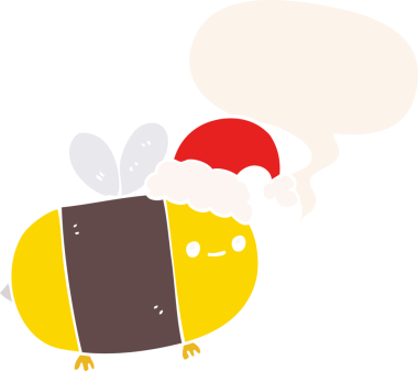 bir insan tarafından çizilmiş retro tarzı konuşma baloncuğu olan çizgi film noel arısı