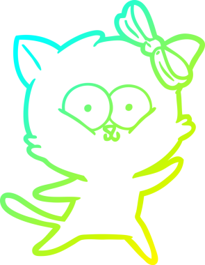 Bir insan tarafından çizilen çizgi film kedisinin soğuk gradyan çizgisi.