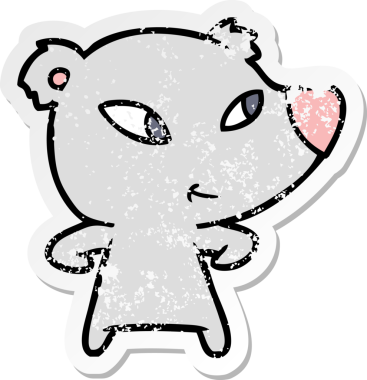 Bir insan tarafından çizilmiş şirin bir ayının sıkıntılı çıkartması.