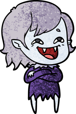 Bir insan tarafından çizilmiş gülen vampir kız çizgi filmi.