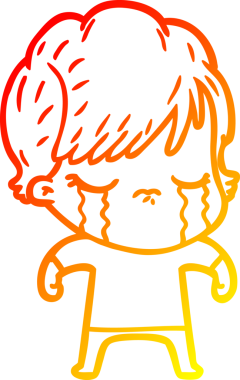 Bir insan tarafından çizilmiş, ağlayan bir çizgi kadın çizimi.