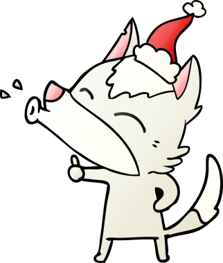 Uluyan kurt eli, bir insan tarafından çizilmiş Noel Baba şapkasının gradyan çizimi.