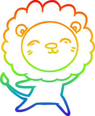 gökkuşağı gradyan çizgi çizimi bir insan tarafından çizilmiş bir aslan