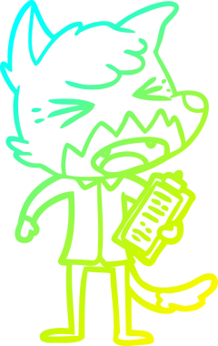 Bir insan tarafından çizilmiş kızgın bir tilkinin soğuk çizgi çizimi.