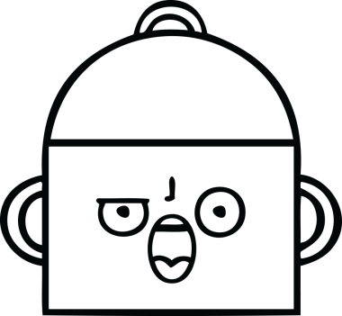 Bir insan tarafından çizilmiş bir tencere karikatürü.