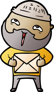 Bir insan tarafından çizilmiş mutlu sakallı bir adam.