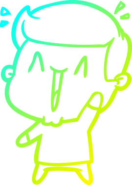 Bir insan tarafından çizilmiş, heyecanlı bir çizgi film çizimi.