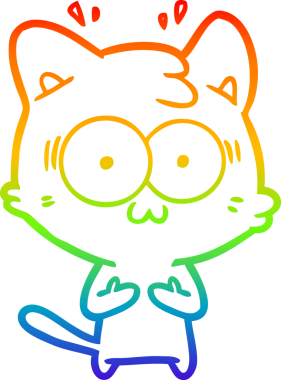 gökkuşağı gradyan çizgi çizimi bir insan tarafından çizilmiş sürpriz bir kedi