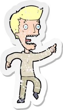 Bir insanın çizdiği korku dolu bir karikatürün gerilimli çıkartması.