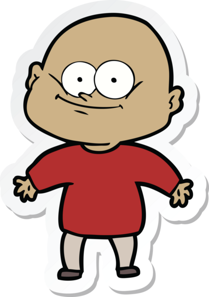 Bir insan tarafından çizilmiş kel bir adamın çıkartması.