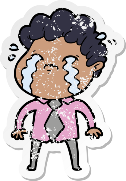 Bir insan tarafından çizilmiş ağlayan bir karikatürcünün sıkıntılı çıkartması.