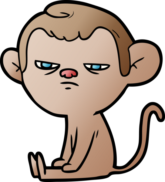 Bir insan tarafından çizilmiş sinir bozucu bir maymun.