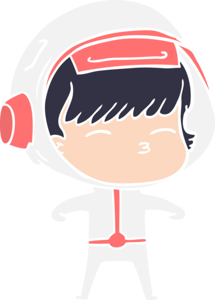 Düz renkli çizgi film meraklısı astronot bir insan tarafından çizilmiş.