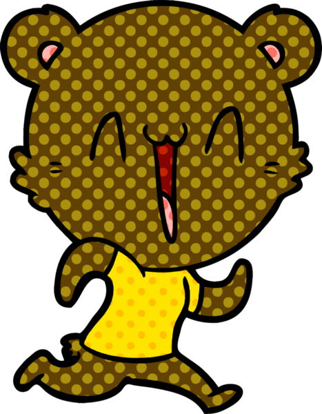 Koşan ayı karikatürü bir insan tarafından çizildi