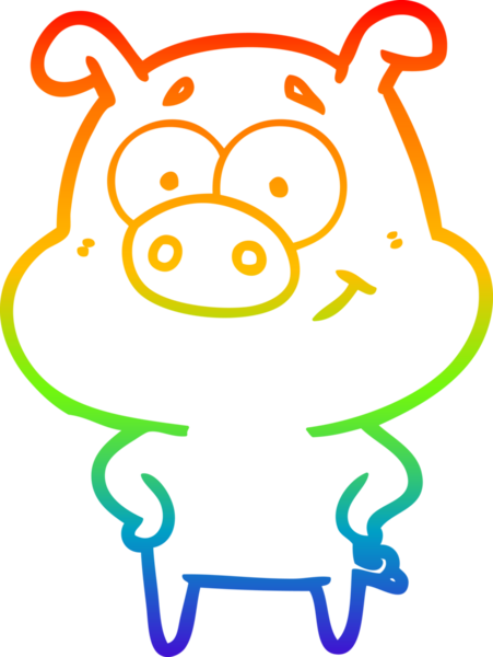 gökkuşağı gradyan çizimi mutlu çizgi domuz çizimi bir insan tarafından çizilmiş