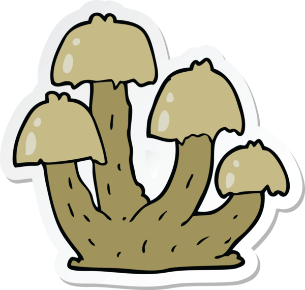 Bir insan tarafından çizilmiş bir mantar çıkartması.