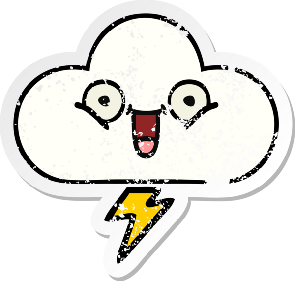 Bir insan tarafından çizilmiş tatlı bir gökgürültüsü bulutunun sıkıntılı çıkartması.