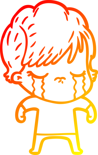 Bir insan tarafından çizilmiş, ağlayan bir çizgi kadın çizimi.