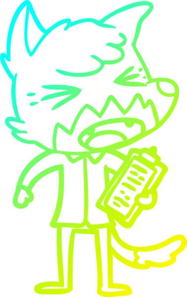 Bir insan tarafından çizilmiş kızgın bir tilkinin soğuk çizgi çizimi.