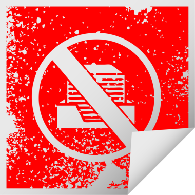 Bir insan tarafından çizilmiş kağıtsız ofis sembolünün kare soyma etiketi.