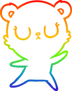 Bir insan tarafından çizilmiş barışçıl bir kutup ayısının gökkuşağı gradyanı çizimi