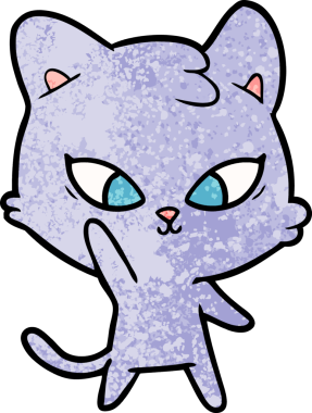 Bir insan tarafından çizilmiş sevimli çizgi film kedisi.