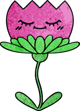 Bir insan tarafından çizilmiş bir çiçeğin retro grunge desen karikatürü