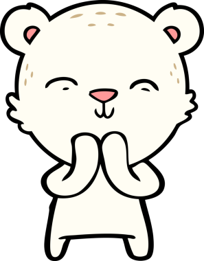 Bir insan tarafından çizilmiş mutlu kutup ayısı çizgi filmi.