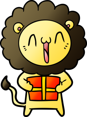 Bir insan tarafından çizilmiş mutlu çizgi film aslanı.